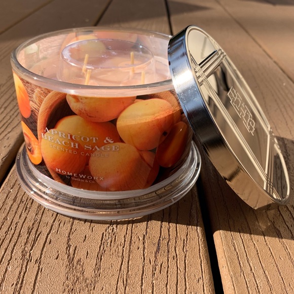 🆕HARRY SLATKIN HOMEWORX “APRICOT AND BEACH SAGE” 4 WICK 18oz CANDLE —NWT! - Picture 5 of 5